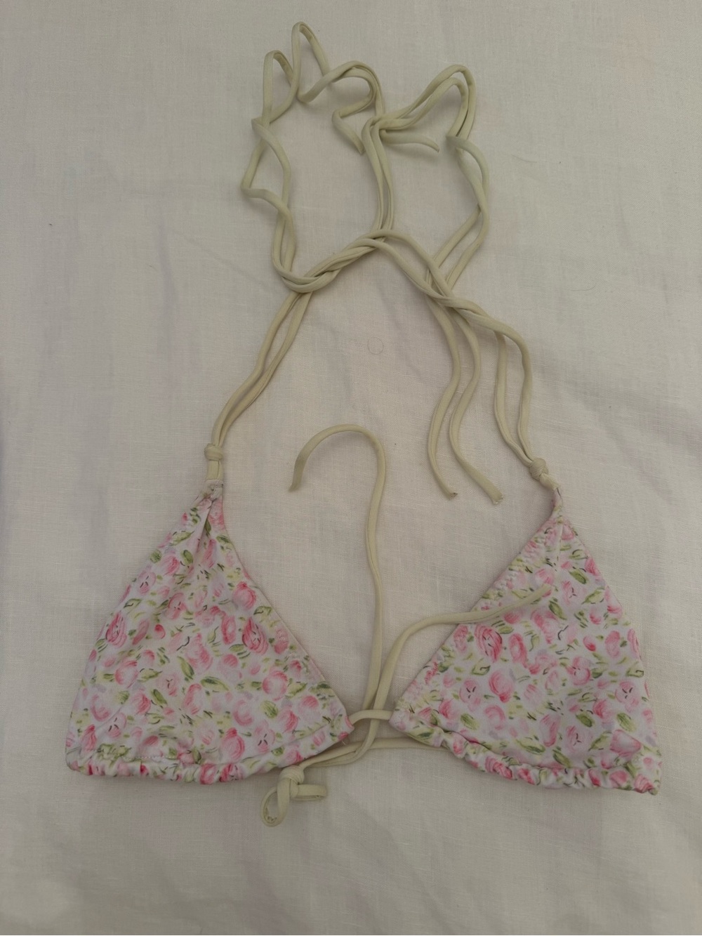 Heavy Manners Floral Pink Triangle Bikini Top